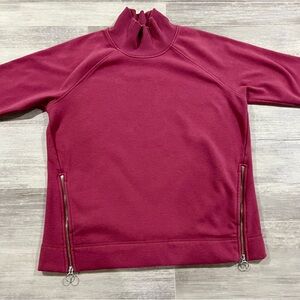 Women's Burgundy Sweatshirt with Zipper Accents